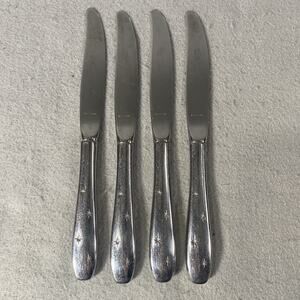 Vintage Wallace Stainless Flatware 4 Knife Set Bright Star Atomic Starburst MCM